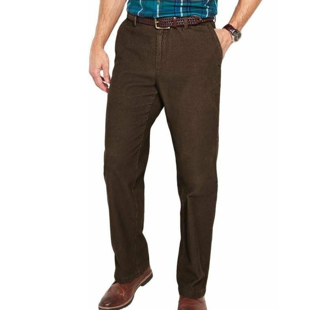Men's Croft & Barrow Flat-Front Corduroy Pants - Brown, 40x34